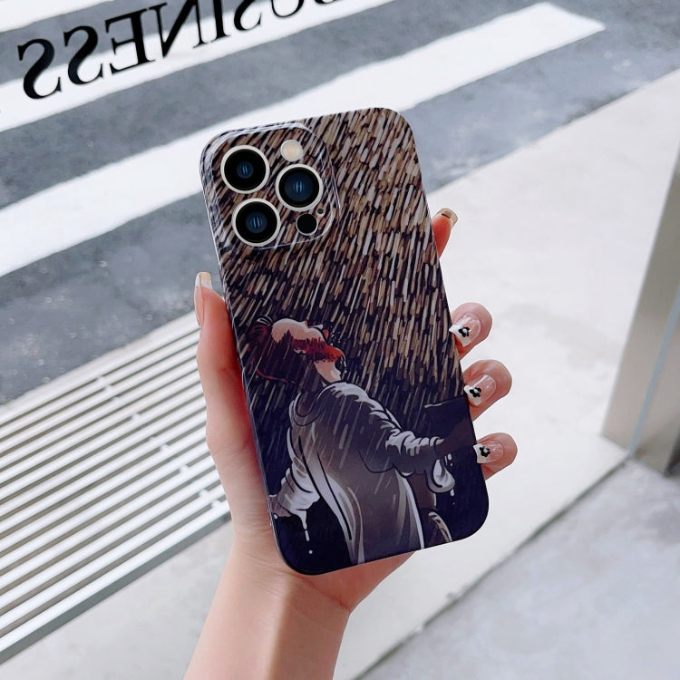 For iPhone 13 Pro Precise Hole Oil Painting Pattern PC Phone Case(Rain) - iPhone 13 Pro Cases by PMC TechLife | Online Shopping South Africa | PMC TechLife
