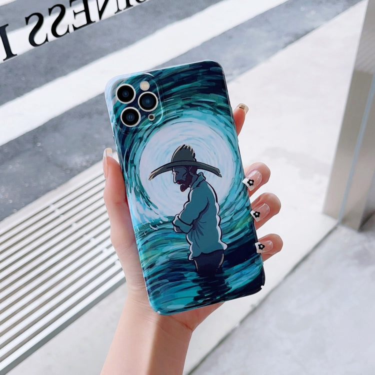 For iPhone 12 Precise Hole Oil Painting Pattern PC Phone Case(Thinker) - iPhone 12 / 12 Pro Cases by PMC TechLife | Online Shopping South Africa | PMC TechLife