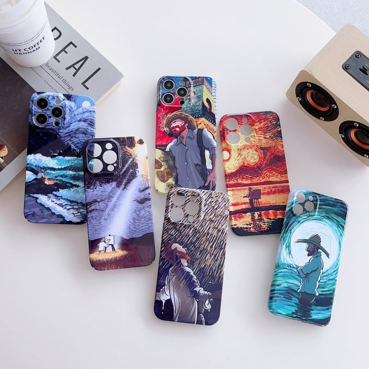 For iPhone 13 mini Precise Hole Oil Painting Pattern PC Phone Case(Rain) - iPhone 13 mini Cases by PMC Jewellery | Online Shopping South Africa | PMC Jewellery