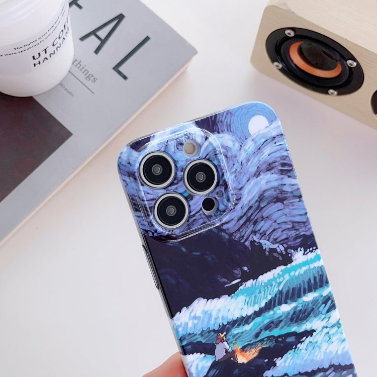 For iPhone 13 Pro Precise Hole Oil Painting Pattern PC Phone Case(Sea Wave) - iPhone 13 Pro Cases by PMC TechLife | Online Shopping South Africa | PMC TechLife
