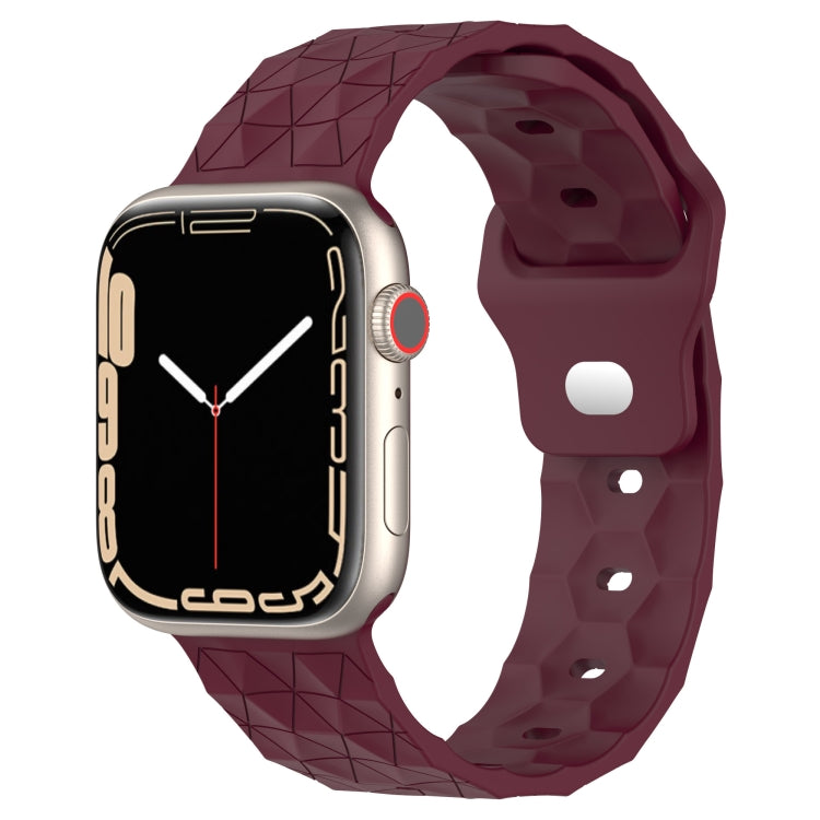 Football Texture Silicone Watch Band For Apple Watch 7 45mm(Wine Red) - Watch Bands by PMC Jewellery | Online Shopping South Africa | PMC Jewellery