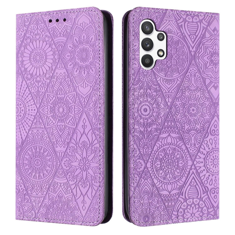 For Samsung Galaxy A32 5G Ethnic Embossed Adsorption Leather Phone Case(Purple) - free shipping - PMC TechLife - Order now!