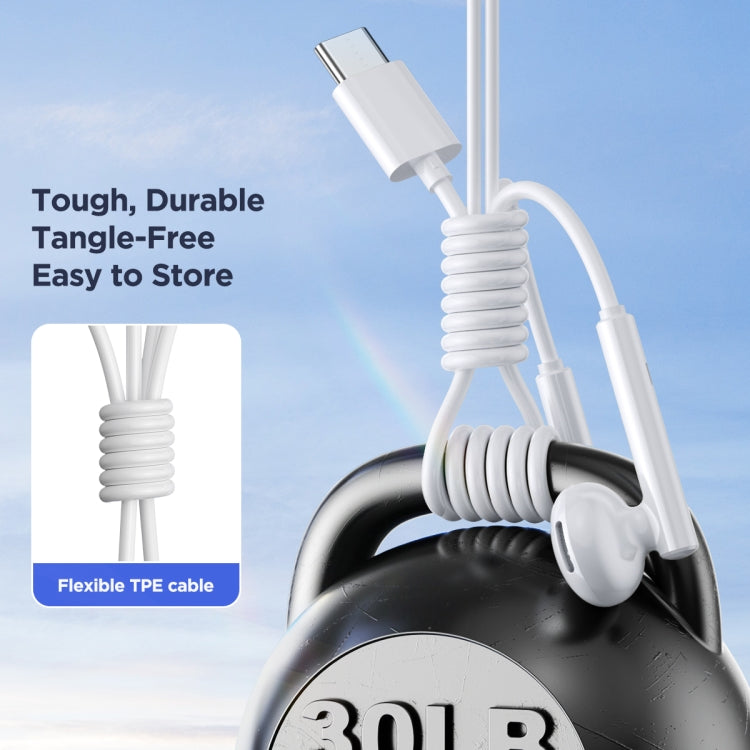 JOYRO0M JR-EC05 Type-C Half In-Ear Wired Earphone, Length: 1.2m(White) - free shipping - PMC TechLife - Order now!