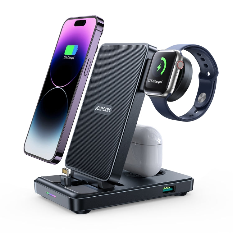 JOYROOM JR-WQS02 4 in 1 Wireless Charging Stand For iPhone / AirPods / Apple Watch Series(Black) - Wireless Charger by JOYROOM | Online Shopping South Africa | PMC Jewellery
