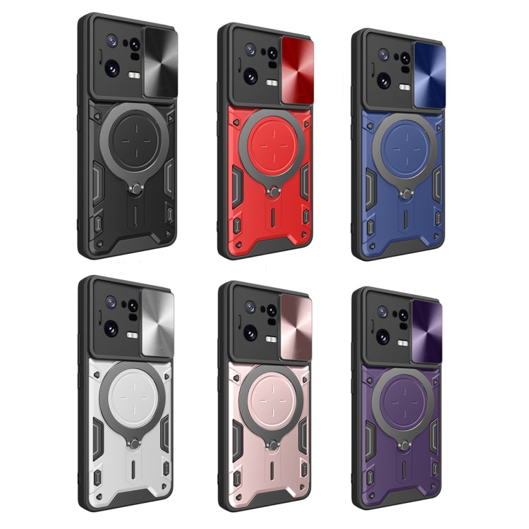 For Xiaomi 13 Pro CD Texture Sliding Camshield Magnetic Holder Phone Case(Silver) - free shipping - PMC TechLife - Order now!