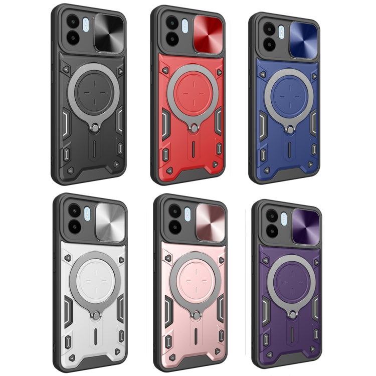 For Xiaomi Redmi A1 4G CD Texture Sliding Camshield Magnetic Holder Phone Case(Blue) - free shipping - PMC TechLife - Order now!