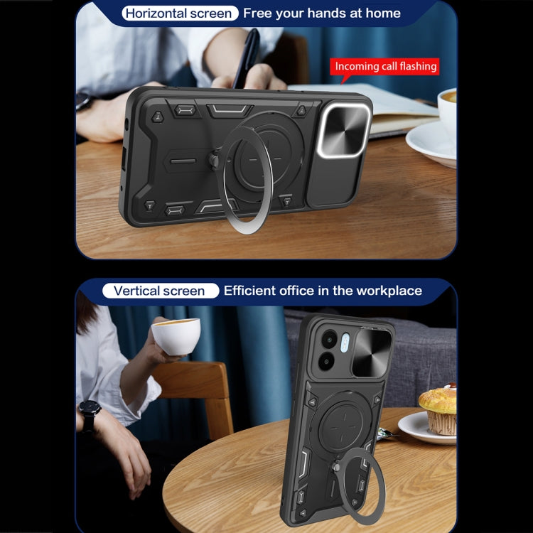 For Xiaomi Redmi A1 4G CD Texture Sliding Camshield Magnetic Holder Phone Case(Blue) - free shipping - PMC TechLife - Order now!