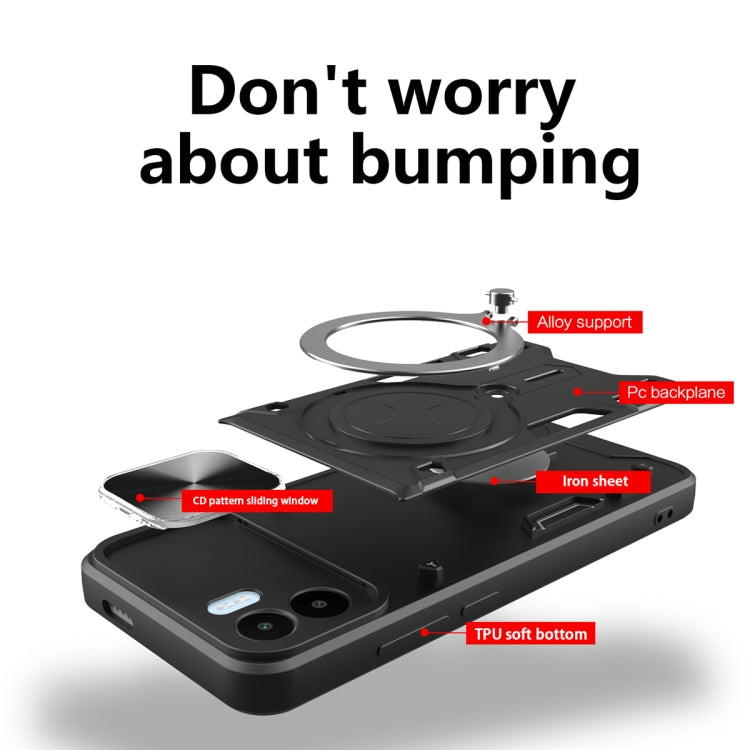 For Xiaomi Redmi A1 4G CD Texture Sliding Camshield Magnetic Holder Phone Case(Purple) - free shipping - PMC TechLife - Order now!