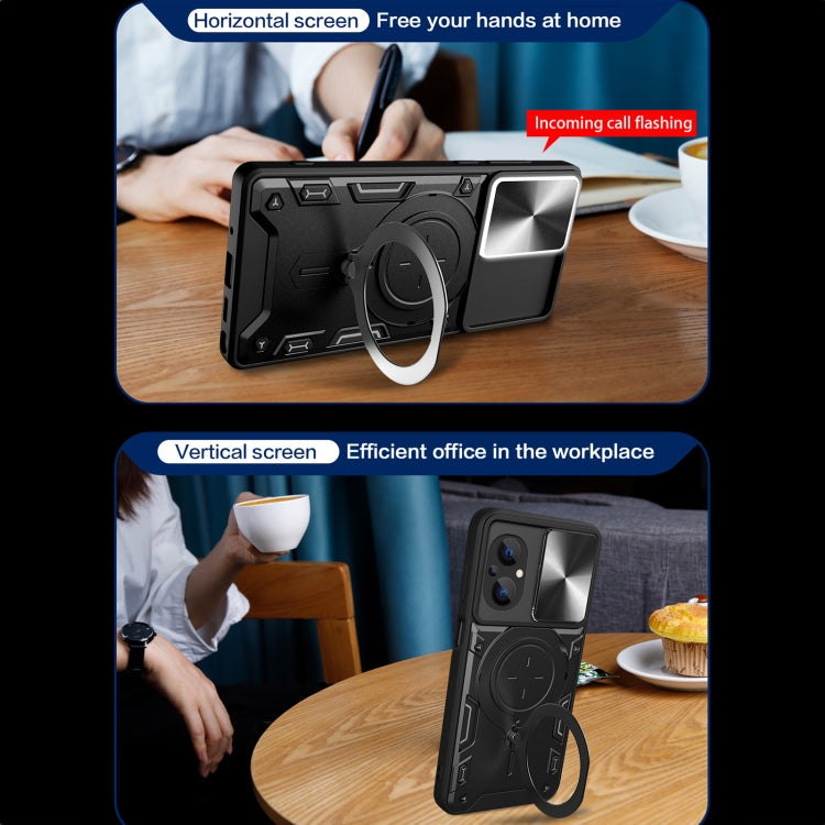 For Xiaomi Poco M5 5G CD Texture Sliding Camshield Magnetic Holder Phone Case(Blue) - free shipping - PMC TechLife - Order now!