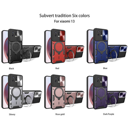 For Xiaomi 13 CD Texture Sliding Camshield Magnetic Holder Phone Case(Purple) - 13 Cases by PMC Jewellery | Online Shopping South Africa | PMC Jewellery