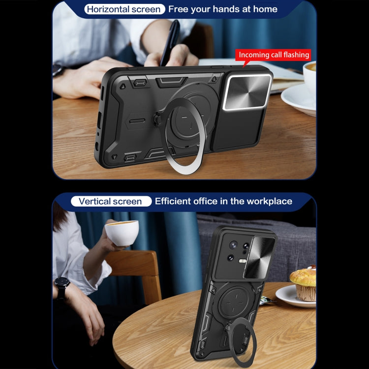 For Xiaomi 13 CD Texture Sliding Camshield Magnetic Holder Phone Case(Purple) - free shipping - PMC TechLife - Order now!