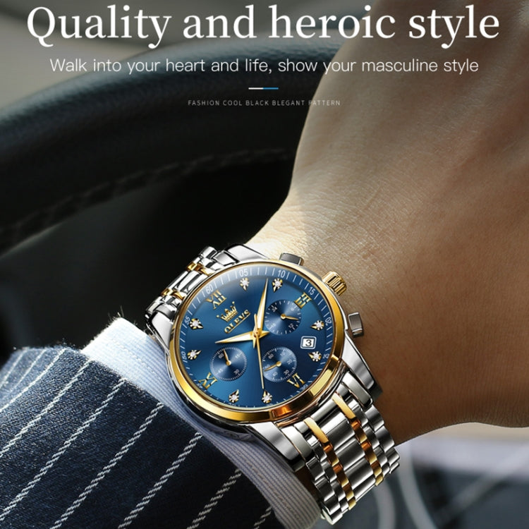 OLEVS 2858 Men Multifunctional Business Waterproof Quartz Watch(Black) - Metal Strap Watches by OLEVS | Online Shopping South Africa | PMC Jewellery
