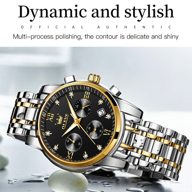 OLEVS 2858 Men Multifunctional Business Waterproof Quartz Watch(Black) - Metal Strap Watches by OLEVS | Online Shopping South Africa | PMC Jewellery
