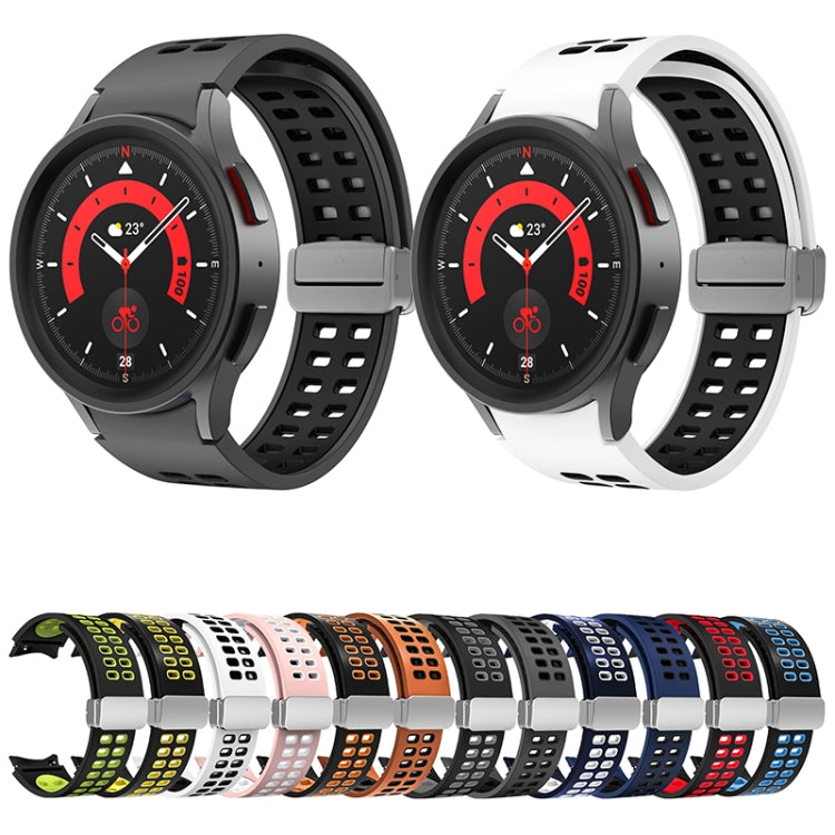 For Samsung Galaxy Watch5 Double-row Hole Folding Buckle Silicone Watch Band(Orange Black) - Watch Bands by PMC TechLife | Online Shopping South Africa | PMC TechLife