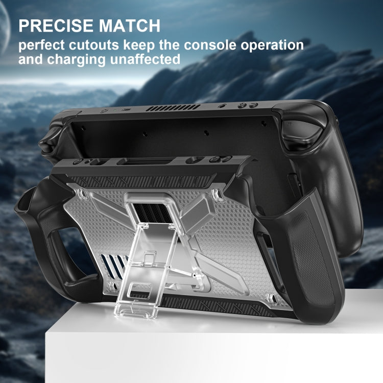 For Steam Deck Shockproof Game Console Case with Holder & Shoulder Strap(Black+Transparent) - Accessories by PMC TechLife | Online Shopping South Africa | PMC TechLife
