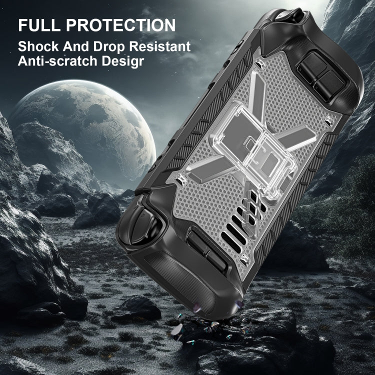 For Steam Deck Shockproof Game Console Case with Holder & Shoulder Strap(Black+Transparent) - Accessories by PMC TechLife | Online Shopping South Africa | PMC TechLife