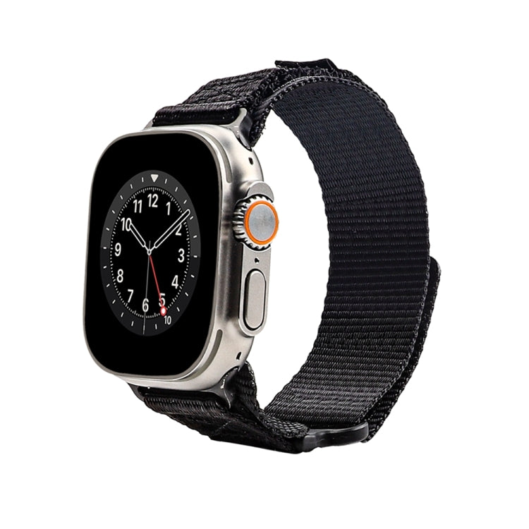 Nylon Two Section Watch Band For Apple Watch 8 45mm(Black) - Watch Bands by PMC Jewellery | Online Shopping South Africa | PMC Jewellery