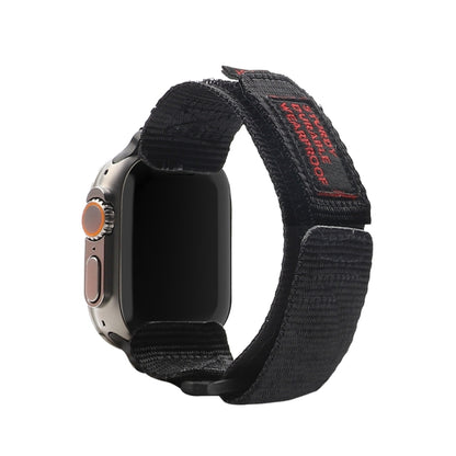 Nylon Two Section Watch Band For Apple Watch 8 45mm(Black) - Watch Bands by PMC Jewellery | Online Shopping South Africa | PMC Jewellery