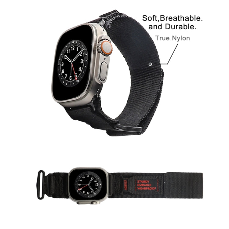 Nylon Two Section Watch Band For Apple Watch 8 45mm(Black) - Watch Bands by PMC Jewellery | Online Shopping South Africa | PMC Jewellery