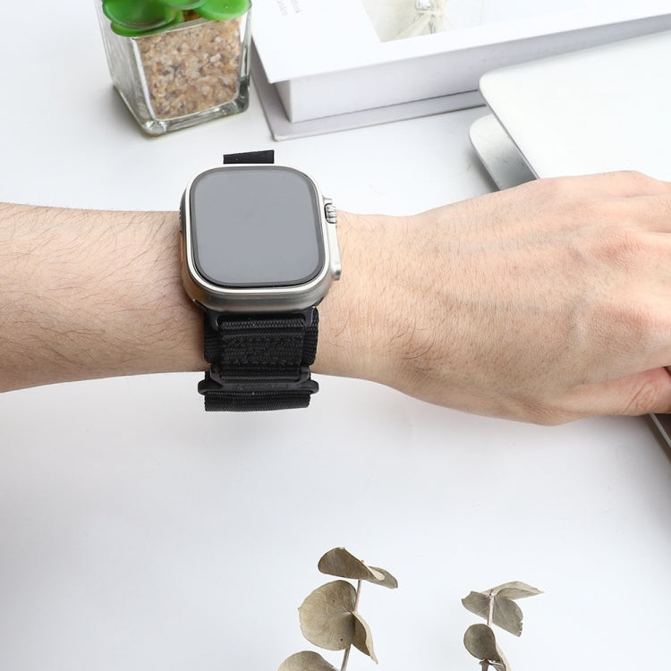 Nylon Two Section Watch Band For Apple Watch SE 2022 44mm(Black) - Watch Bands by PMC TechLife | Online Shopping South Africa | PMC TechLife