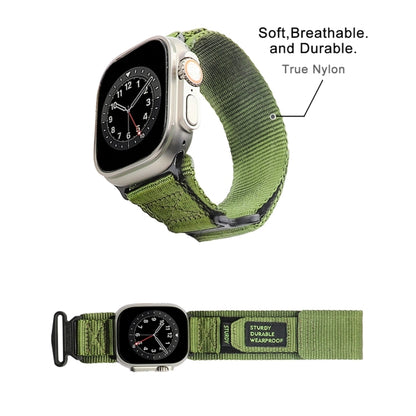 Nylon Two Section Watch Band For Apple Watch SE 2022 44mm(Dark Green) - Watch Bands by PMC Jewellery | Online Shopping South Africa | PMC Jewellery