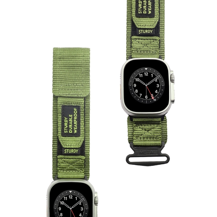 Nylon Two Section Watch Band For Apple Watch SE 2022 44mm(Dark Green) - Watch Bands by PMC TechLife | Online Shopping South Africa | PMC TechLife