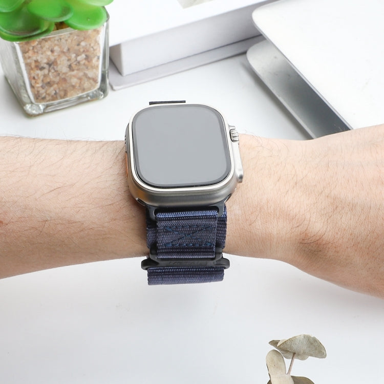 Nylon Two Section Watch Band For Apple Watch 4 44mm(Blue) - Watch Bands by PMC TechLife | Online Shopping South Africa | PMC TechLife
