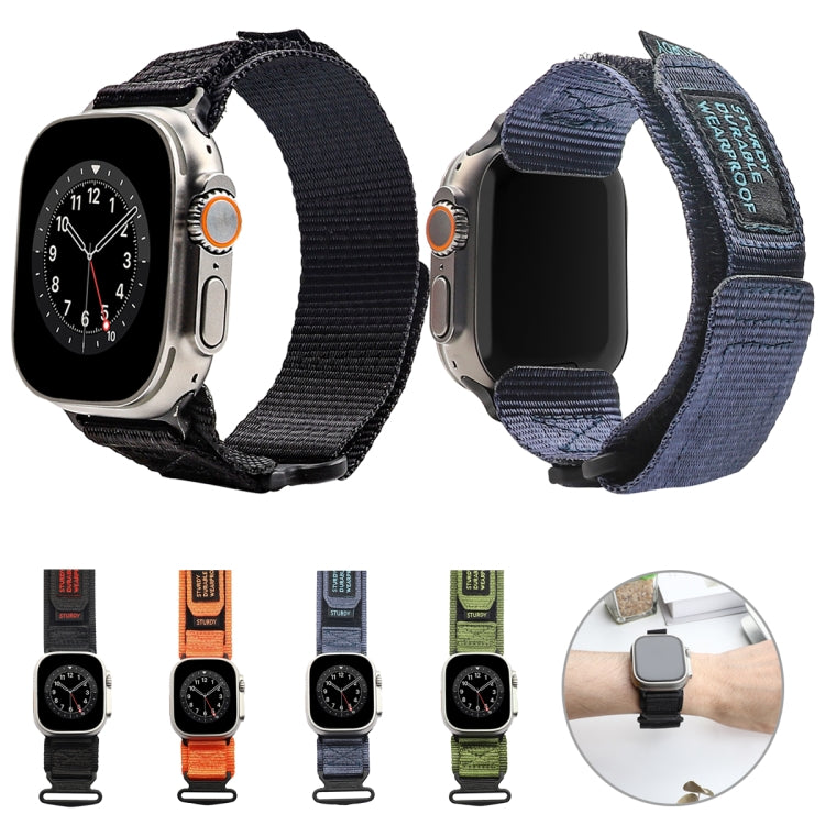 Nylon Two Section Watch Band For Apple Watch 9 41mm(Dark Green) - Watch Bands by PMC TechLife | Online Shopping South Africa | PMC TechLife
