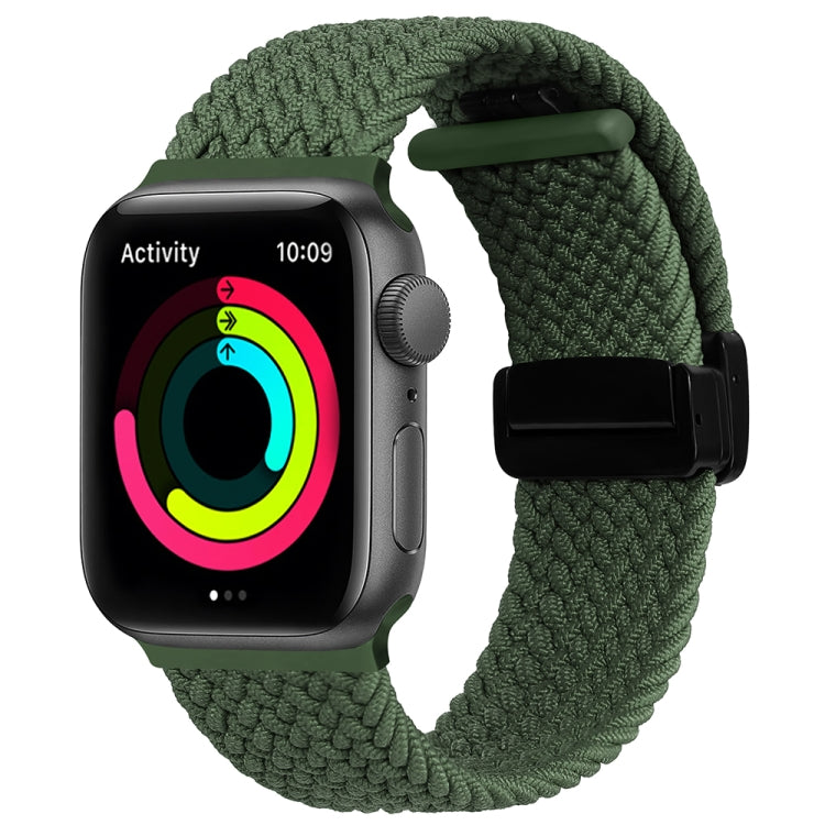 Magnetic Fold Clasp Woven Watch Band For Apple Watch 8 41mm(Green) - Watch Bands by PMC TechLife | Online Shopping South Africa | PMC TechLife