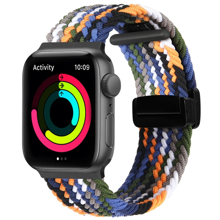 Magnetic Fold Clasp Woven Watch Band For Apple Watch 8 41mm(Denim Color) - Watch Bands by PMC Jewellery | Online Shopping South Africa | PMC Jewellery