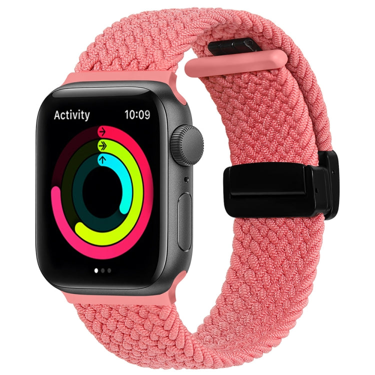 Magnetic Fold Clasp Woven Watch Band For Apple Watch 8 45mm(Pink) - Watch Bands by PMC TechLife | Online Shopping South Africa | PMC TechLife