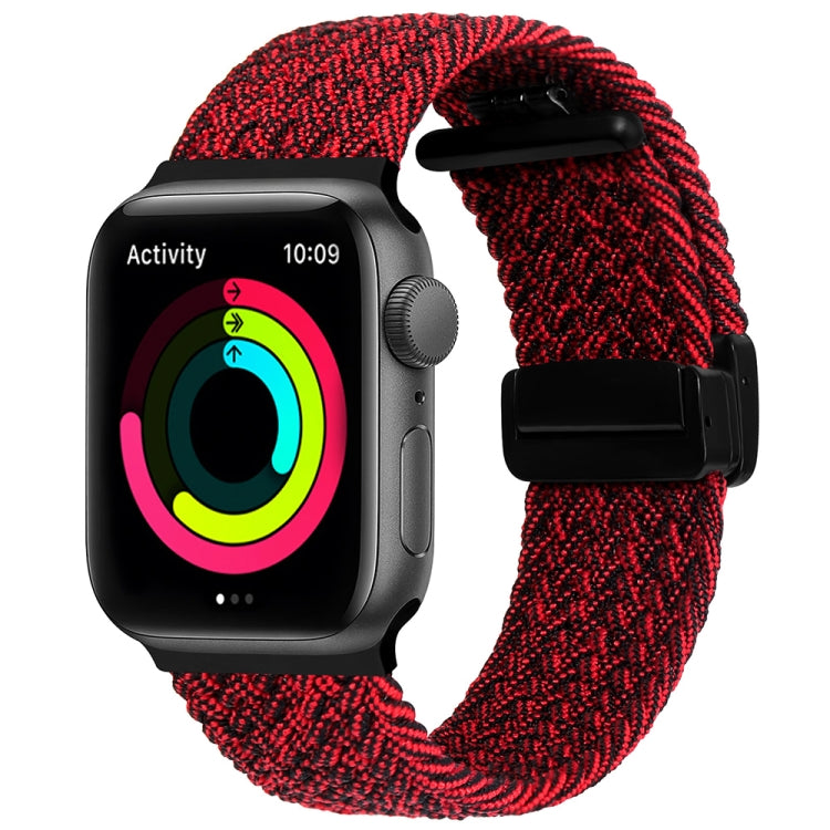Magnetic Fold Clasp Woven Watch Band For Apple Watch 38mm(Black Sand Red) - Watch Bands by PMC TechLife | Online Shopping South Africa | PMC TechLife