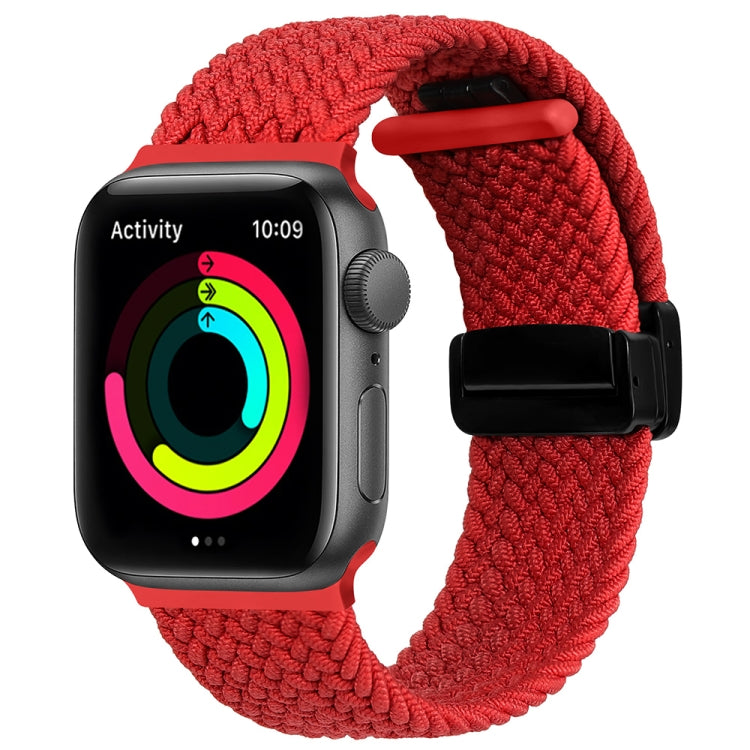 Magnetic Fold Clasp Woven Watch Band For Apple Watch SE 2023 44mm(Red) - free shipping - PMC TechLife - Order now!