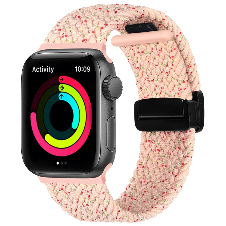 Magnetic Fold Clasp Woven Watch Band For Apple Watch 9 45mm(Starlight Pink) - Watch Bands by PMC TechLife | Online Shopping South Africa | PMC TechLife