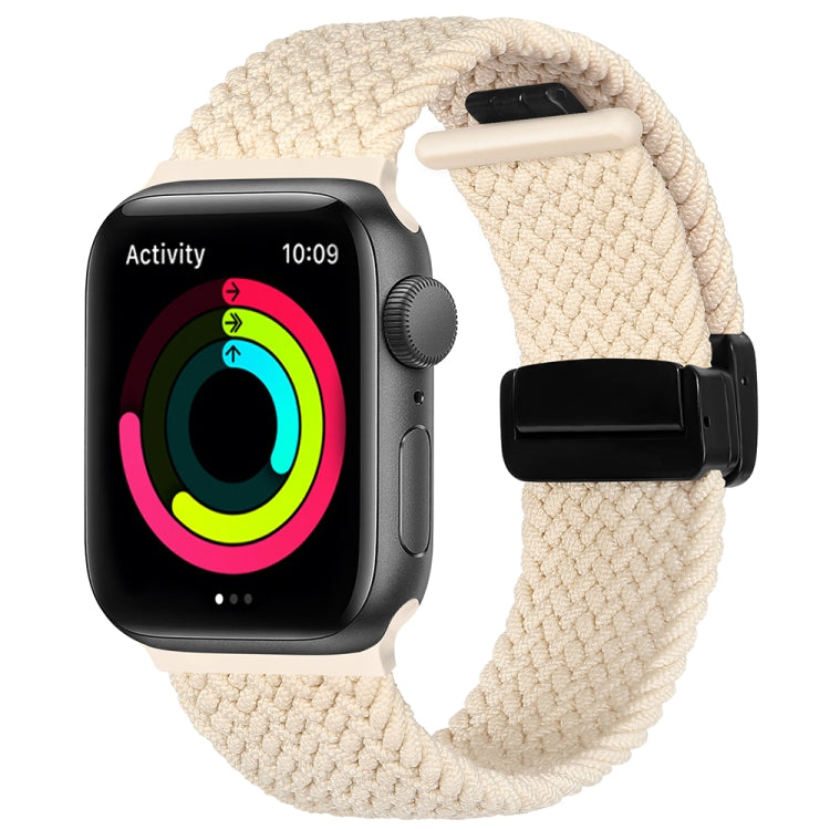 Magnetic Fold Clasp Woven Watch Band For Apple Watch 9 45mm(Starlight Color) - free shipping - PMC TechLife - Order now!
