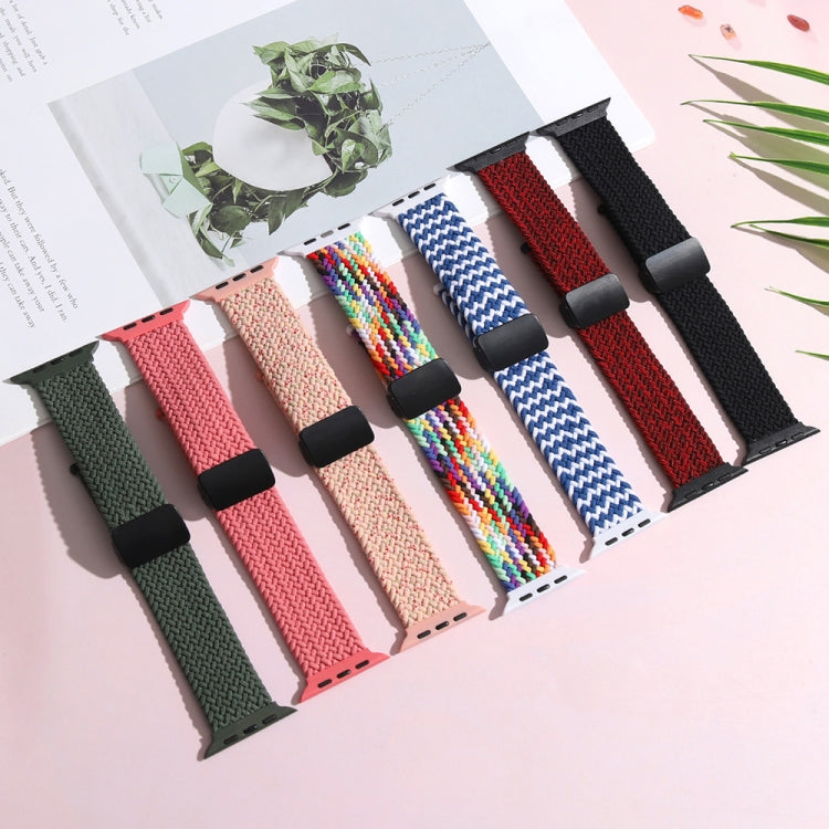 Magnetic Fold Clasp Woven Watch Band For Apple Watch 9 45mm(Starlight Pink) - Watch Bands by PMC TechLife | Online Shopping South Africa | PMC TechLife