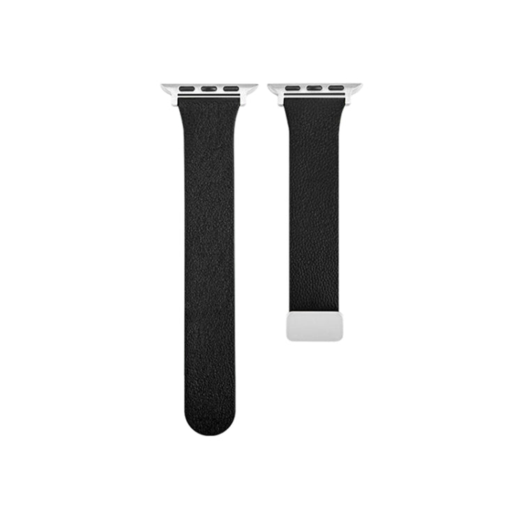 Sheepskin Texture Magnetic Folding Buckle Watch Band For Apple Watch 38mm(Black) - Watch Bands by PMC TechLife | Online Shopping South Africa | PMC TechLife