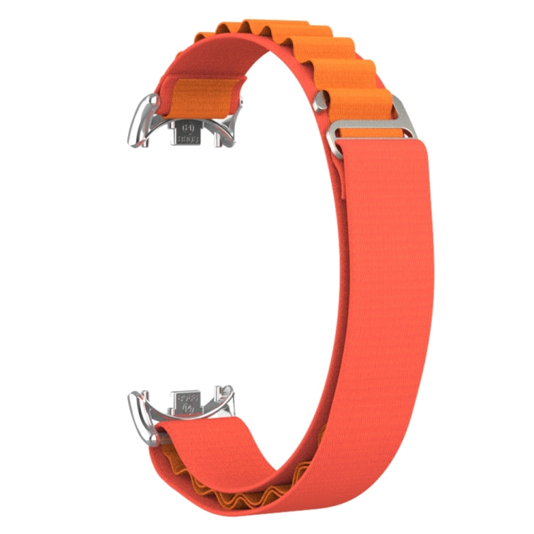 For Xiaomi Mi Band 8 Metal Plug Loop Nylon Watch Band(Silver+Orange) - Watch Bands by PMC Jewellery | Online Shopping South Africa | PMC Jewellery