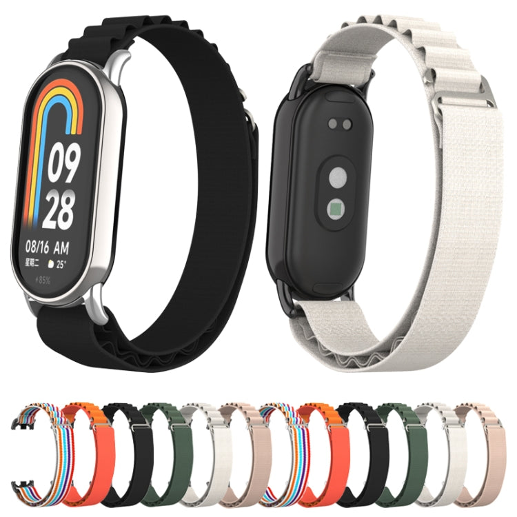 For Xiaomi Mi Band 8 Metal Plug Loop Nylon Watch Band(Silver+Starlight) - Watch Bands by PMC TechLife | Online Shopping South Africa | PMC TechLife