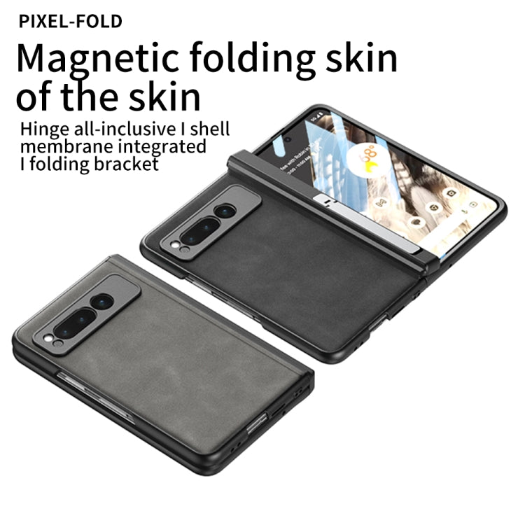 For Google Pixel Fold GKK Integrated Frosted Fold Hinge Leather Phone Case with Holder(Black) - Google Cases by GKK | Online Shopping South Africa | PMC Jewellery