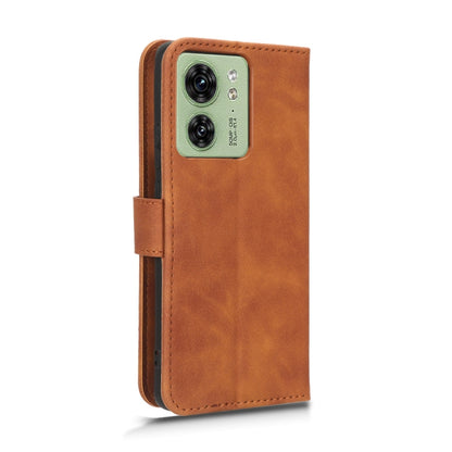 For Motorola Edge 40 Skin Feel Magnetic Flip Leather Phone Case(Brown) - Motorola Cases by PMC Jewellery | Online Shopping South Africa | PMC Jewellery