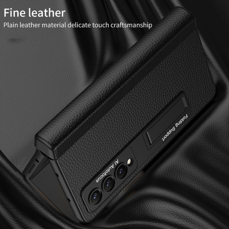For Samsung Galaxy Z Fold4 GKK Integrated Fold Hinge Leather Phone Case with Holder(Green) - free shipping - PMC TechLife - Order now!