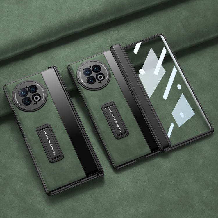 For vivo X Fold2 GKK Integrated Frosted Fold Hinge Leather Phone Case with Holder(Green) - vivo Cases by GKK | Online Shopping South Africa | PMC TechLife | Buy Now Pay Later Mobicred