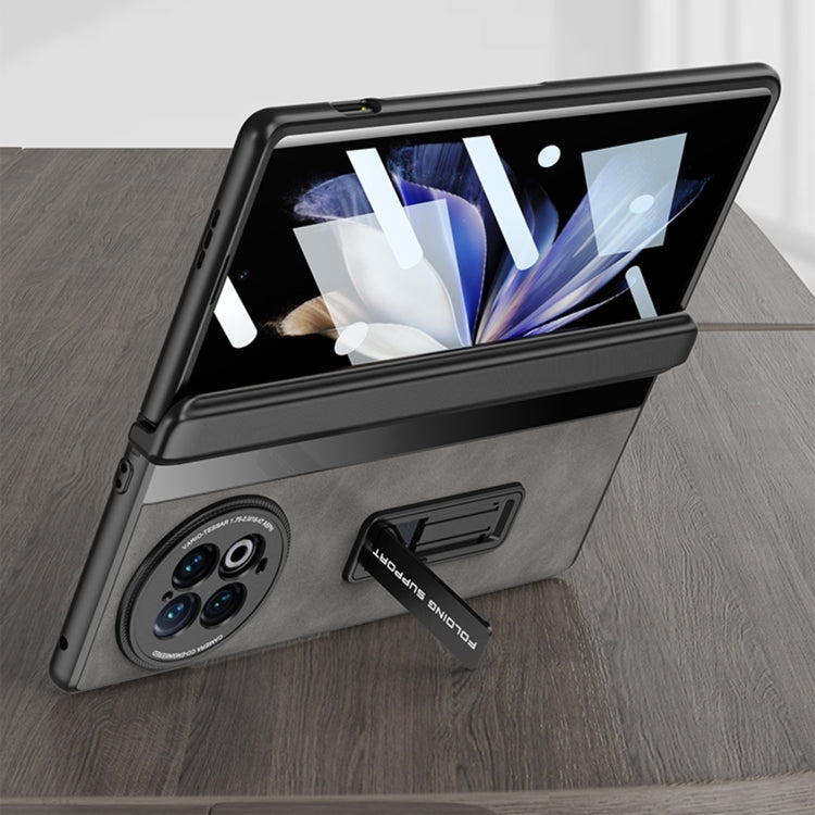 For vivo X Fold2 GKK Integrated Frosted Fold Hinge Leather Phone Case with Holder(Grey) - free shipping - PMC TechLife - Order now!