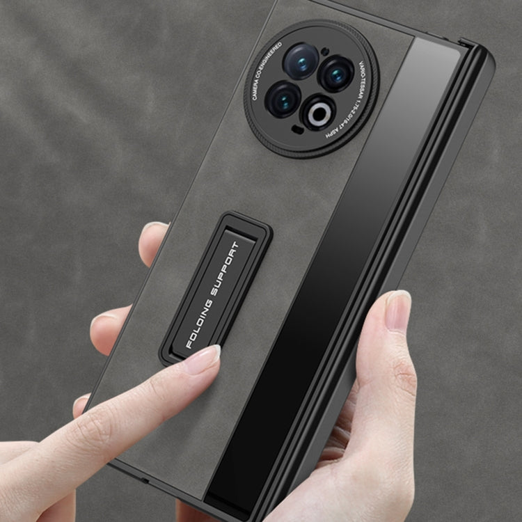 For vivo X Fold2 GKK Integrated Frosted Fold Hinge Leather Phone Case with Holder(Grey) - free shipping - PMC TechLife - Order now!