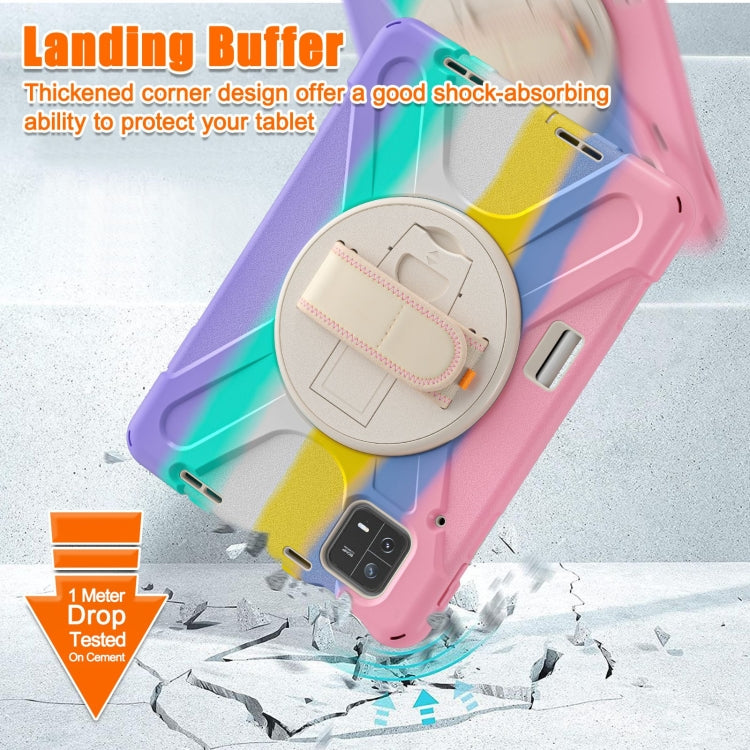 For Xiaomi Pad 6 / Pad 6 Pro Silicone Hybrid PC Tablet Case with Grip & Shoulder Strap(Colorful Pink) - free shipping - PMC TechLife - Order now!