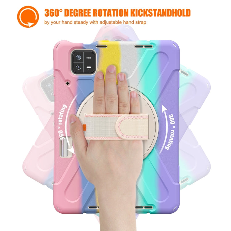 For Xiaomi Pad 6 / Pad 6 Pro Silicone Hybrid PC Tablet Case with Grip & Shoulder Strap(Colorful Pink) - free shipping - PMC TechLife - Order now!