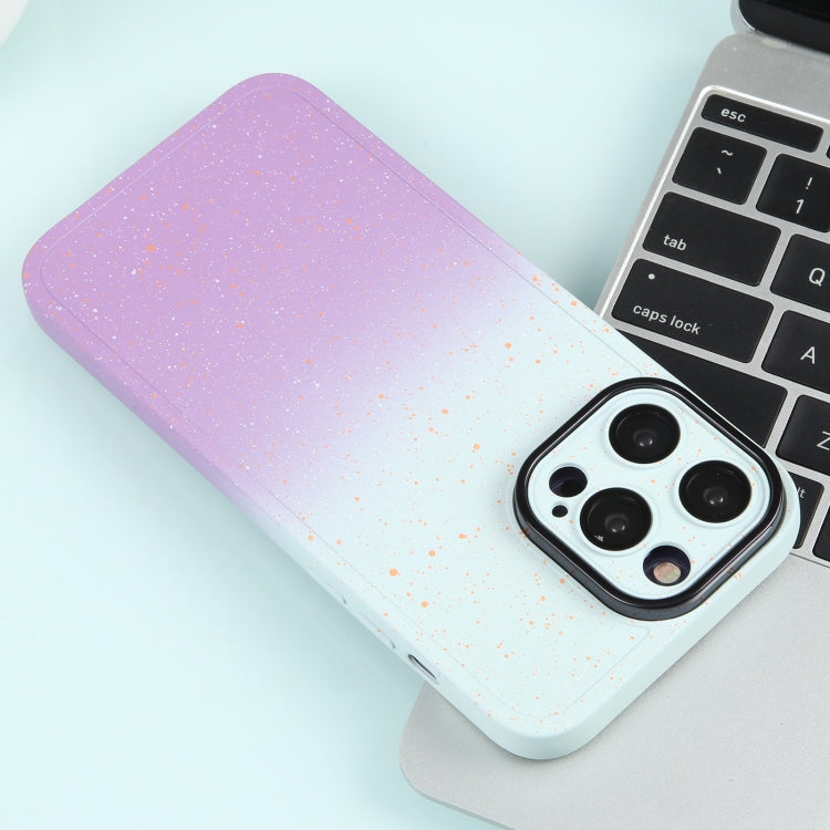 For iPhone 14 Pro Gradient Starry Silicone Phone Case with Lens Film(White Purple) - free shipping - PMC TechLife - Order now!