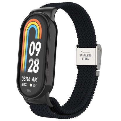 For Xiaomi Mi Band 8 Metal Head + Adjustable Nylon Braided Steel Buckle Watch Band(Black) - Watch Bands by PMC Jewellery | Online Shopping South Africa | PMC Jewellery