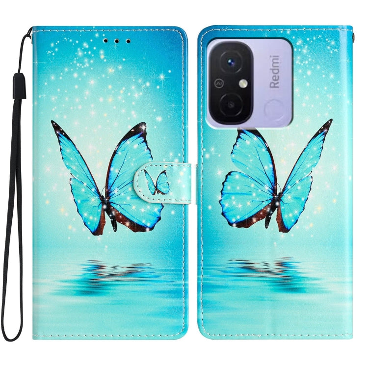 For Xiaomi Redmi 12C Colored Drawing Leather Phone Case(Blue Butterfly) - free shipping - PMC TechLife - Order now!